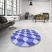 Round Patterned Light Sky Blue Rug in a Office, pat862blu