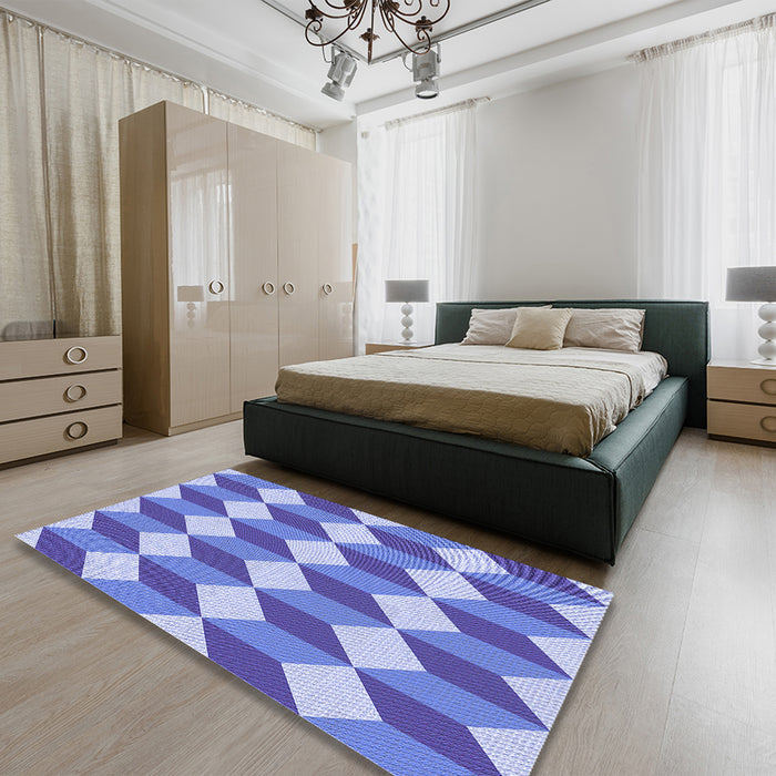 Patterned Light Sky Blue Rug in a Bedroom, pat862blu