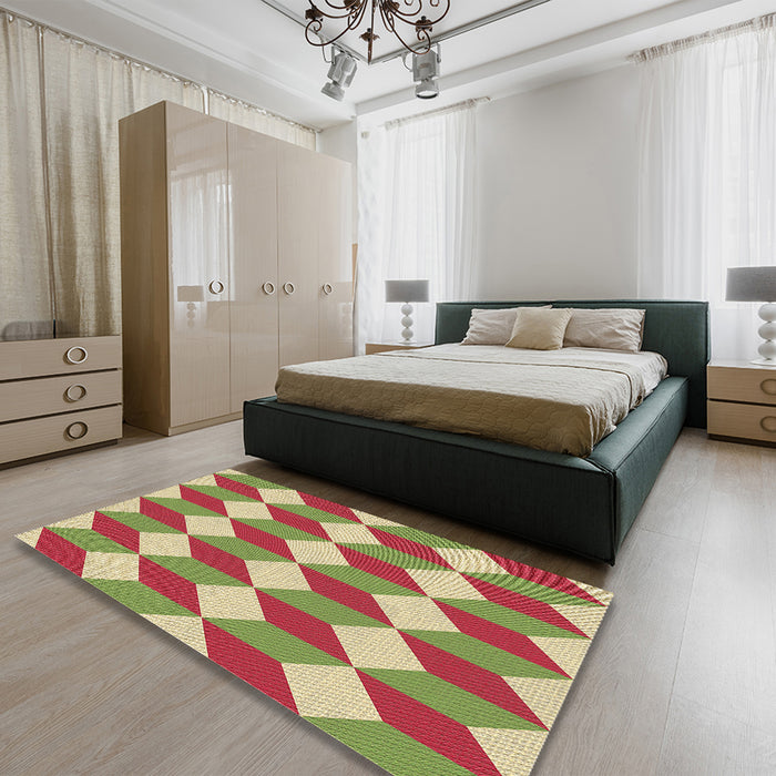Patterned Red Rug in a Bedroom, pat862brn