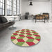 Round Patterned Red Rug in a Office, pat862brn