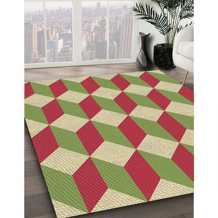 Patterned Red Rug in Family Room, pat862brn