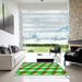 Square Patterned Green Rug in a Living Room, pat862grn