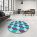 Round Patterned French Lilac Purple Rug in a Office, pat862lblu