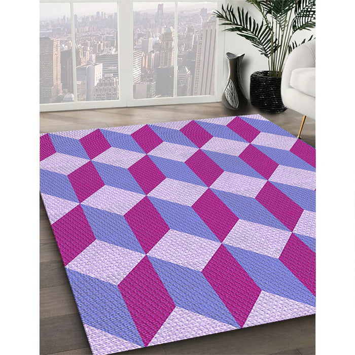Patterned Bright Lilac Purple Rug in Family Room, pat862pur