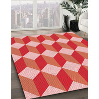 Patterned Neon Red Rug, pat862rd