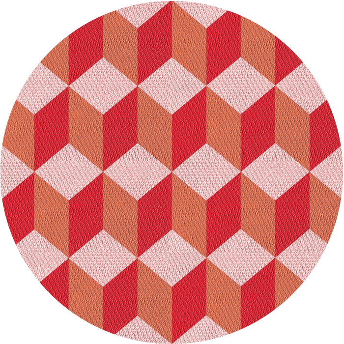 Square Patterned Neon Red Rug, pat862rd