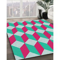 Patterned Sky Blue Novelty Rug, pat862