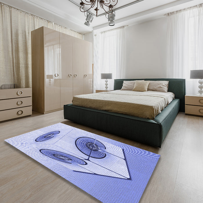 Patterned Blue Rug in a Bedroom, pat863blu