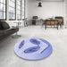 Round Patterned Blue Rug in a Office, pat863blu