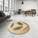 Round Patterned Copper Brown Rug in a Office, pat863brn