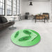 Round Patterned Jade Green Rug in a Office, pat863grn