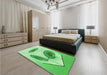 Round Machine Washable Transitional Jade Green Rug in a Office, wshpat863grn
