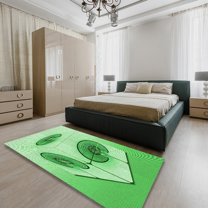 Patterned Jade Green Rug in a Bedroom, pat863grn