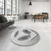 Round Patterned Gray Rug in a Office, pat863gry