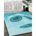 Machine Washable Transitional Dark Turquoise Green Rug in a Family Room, wshpat863lblu