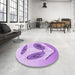 Round Patterned Purple Rug in a Office, pat863pur