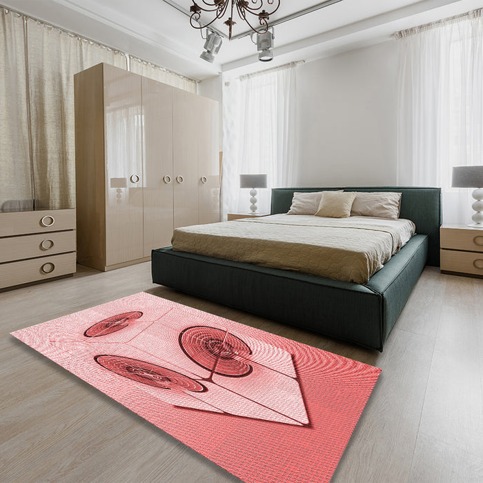 Patterned Red Rug in a Bedroom, pat863rd