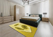 Patterned Bold Yellow Rug in a Bedroom, pat863yw