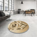 Round Patterned Light Brown Rug in a Office, pat864brn