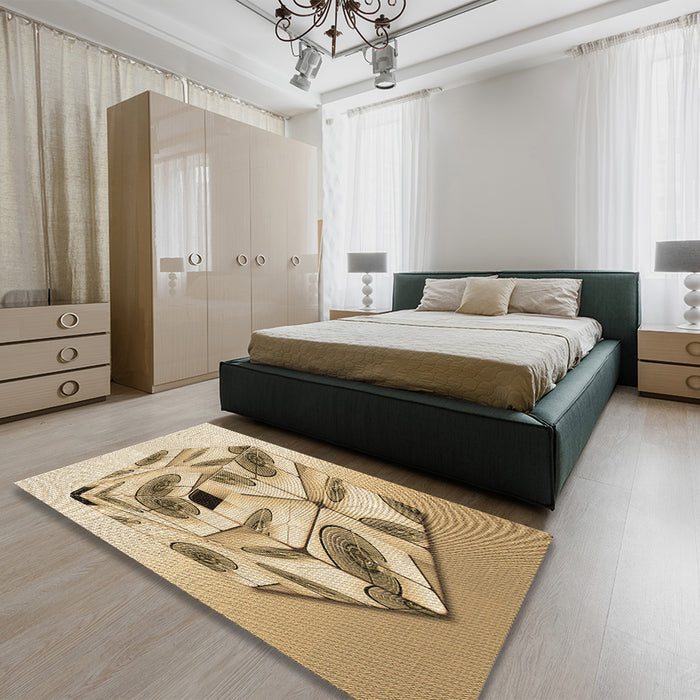 Patterned Light Brown Rug in a Bedroom, pat864brn