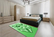 Patterned Green Rug in a Bedroom, pat864grn