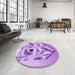 Round Patterned Purple Rug in a Office, pat864pur