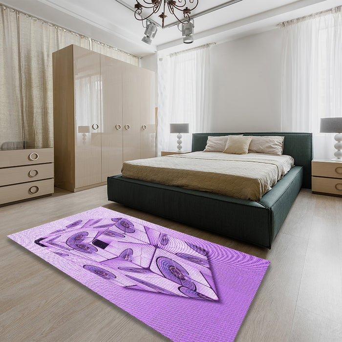 Patterned Purple Rug in a Bedroom, pat864pur