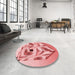 Round Patterned Red Rug in a Office, pat864rd