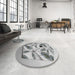 Round Machine Washable Transitional Gainsboro Gray Rug in a Office, wshpat864