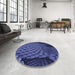 Round Patterned Lapis Blue Rug in a Office, pat865blu