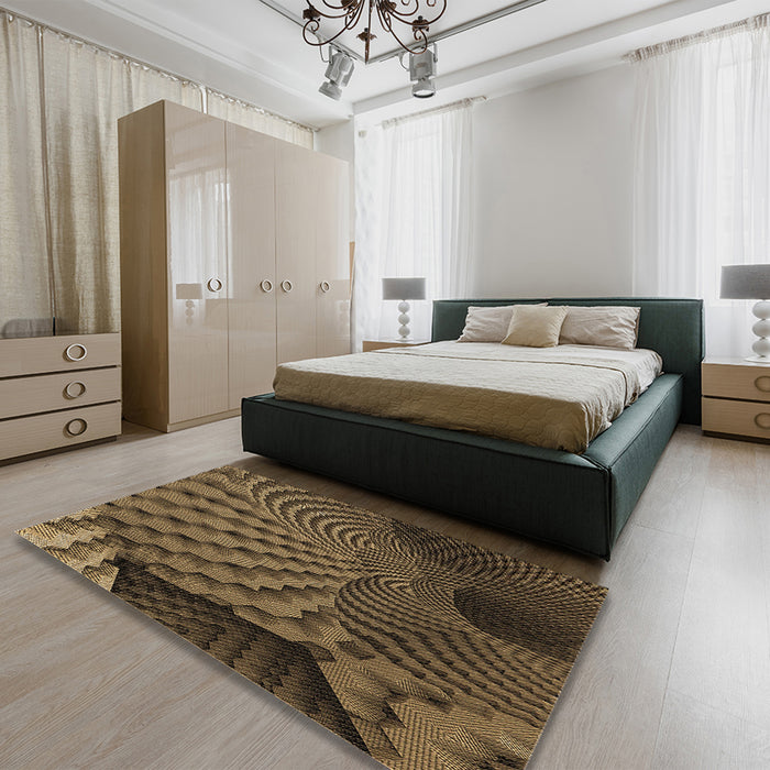 Patterned Light Brown Rug in a Bedroom, pat865brn