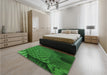 Patterned Deep Emerald Green Rug in a Bedroom, pat865grn