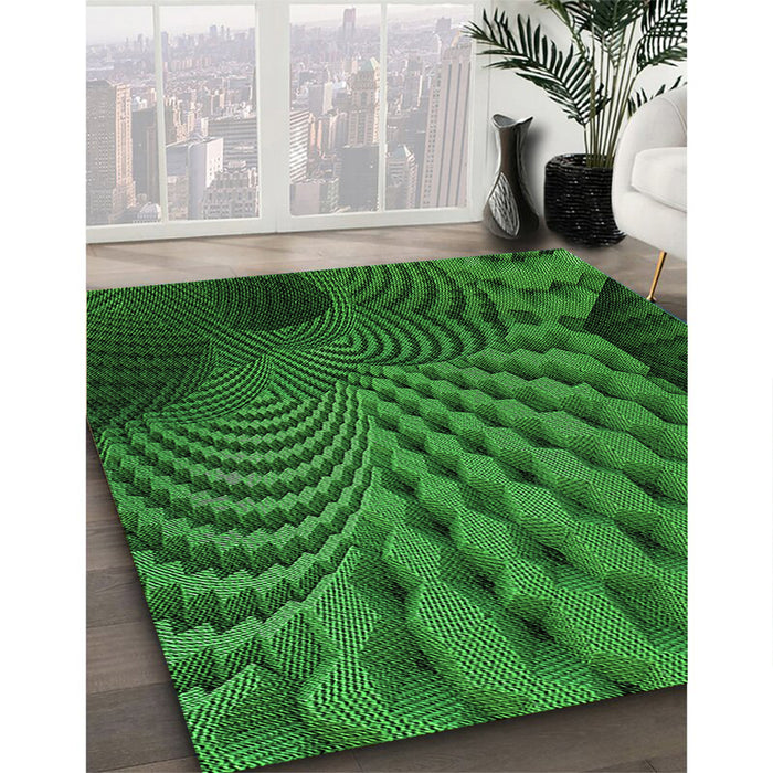 Patterned Deep Emerald Green Rug in Family Room, pat865grn