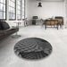 Round Patterned Charcoal Black Rug in a Office, pat865gry