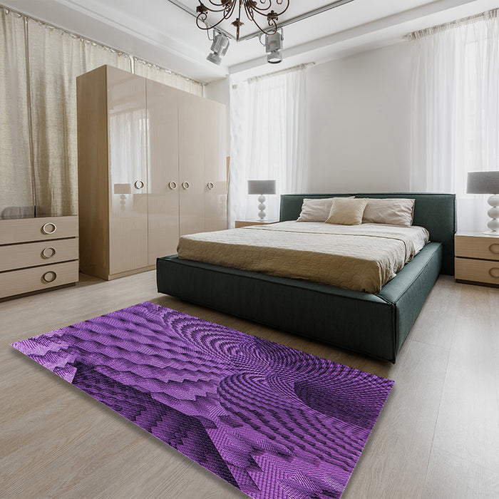 Patterned Purple Rug in a Bedroom, pat865pur