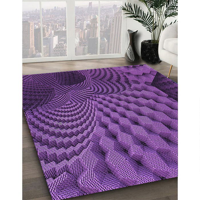Patterned Purple Rug in Family Room, pat865pur