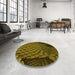 Round Patterned Bakers Brown Rug in a Office, pat865yw