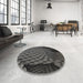 Round Patterned Gray Novelty Rug in a Office, pat865