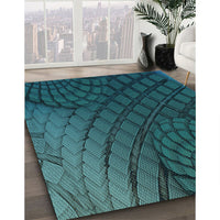 Patterned Deep Teal Green Rug, pat866lblu