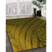 Patterned Dark Yellow Green Rug in Family Room, pat866yw
