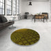 Round Patterned Dark Yellow Green Rug in a Office, pat866yw