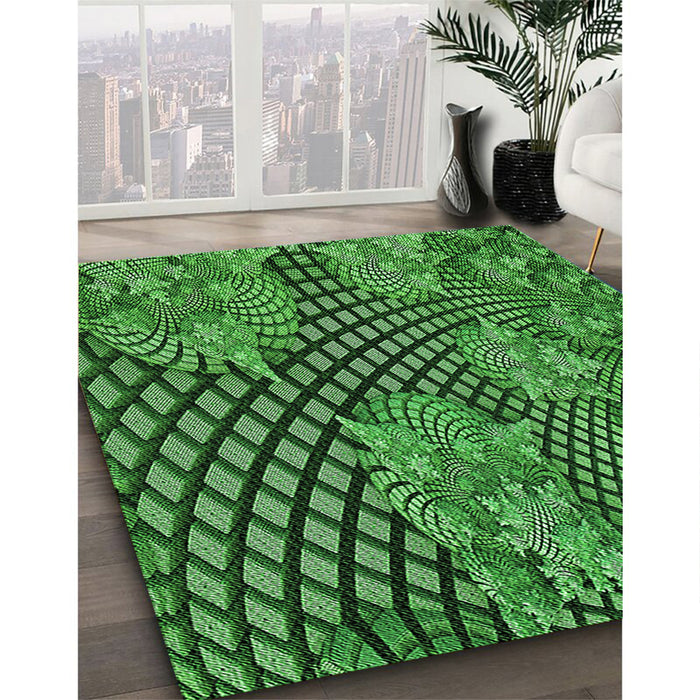 Machine Washable Transitional Deep Emerald Green Rug in a Family Room, wshpat867grn