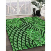 Patterned Deep Emerald Green Rug, pat867grn