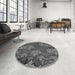 Round Patterned Gunmetal Gray Rug in a Office, pat867gry