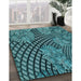 Machine Washable Transitional Medium Teal Green Rug in a Family Room, wshpat867lblu
