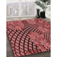 Patterned Cranberry Red Rug, pat867rd