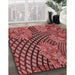 Patterned Cranberry Red Rug in Family Room, pat867rd