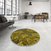 Round Patterned Orange Gold Rug in a Office, pat867yw