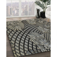 Patterned Charcoal Black Novelty Rug, pat867