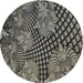 Sideview of Patterned Charcoal Black Novelty Rug, pat867